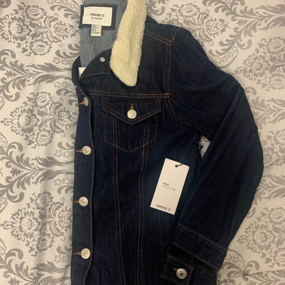 NWT Dark Denim Sherpa Jacket Casual Outerwear Lightweight